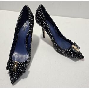 COACH Landrie Polka Dot Pointed Toe Bow Heels Black/White dots Women SZ 7 B